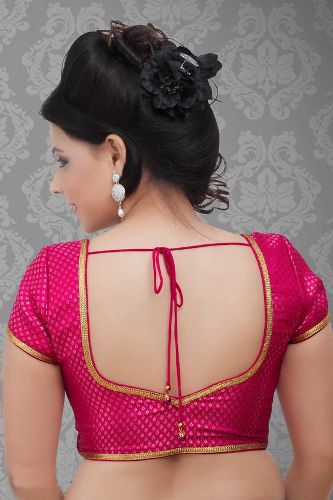 Pink Back Lace Blouse Design 4