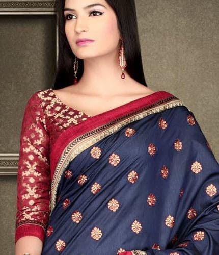 Chiffon Blouse Design With Silk Saree