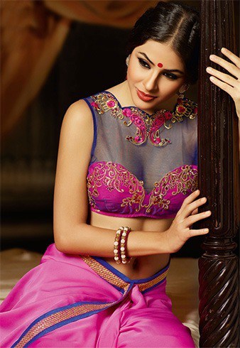 Silk And Net Combination Designer Blouse