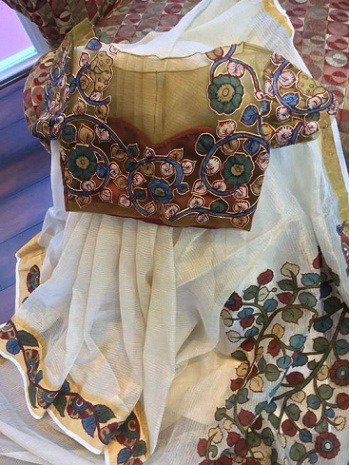 Beautiful Silk Blouse with Kalamkari Patchwork