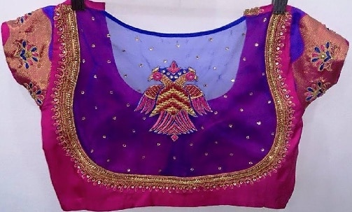 Net Blouse Design For Silk Sarees