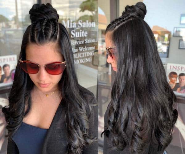 Semi Bun Black Hairstyle Idea