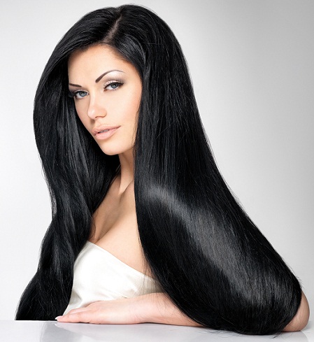 Straight black hairstyles for round faces -long straight hair