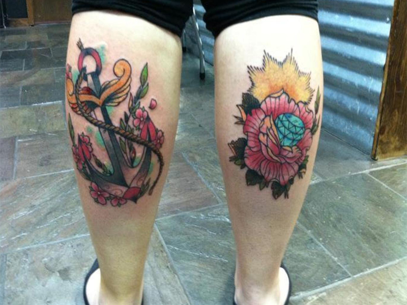 Calf Tattoo Designs for Women and Men