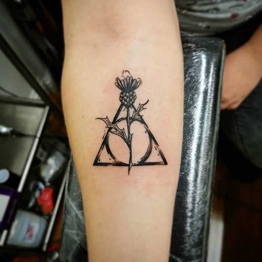 The Elder Wand Deathly Hallow Tattoo