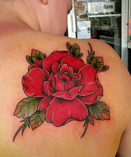 Traditional Rose Tattoo Design