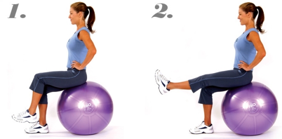 Swiss Ball Sitting Leg Lifts