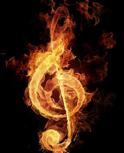 Musical Note Tattoos With Flames 