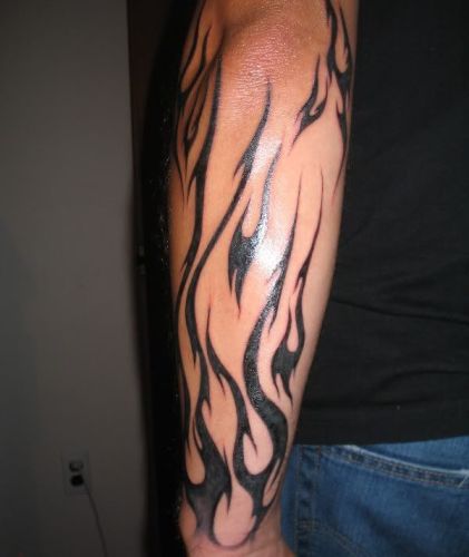 Tribal Flame Tattoos in Balck