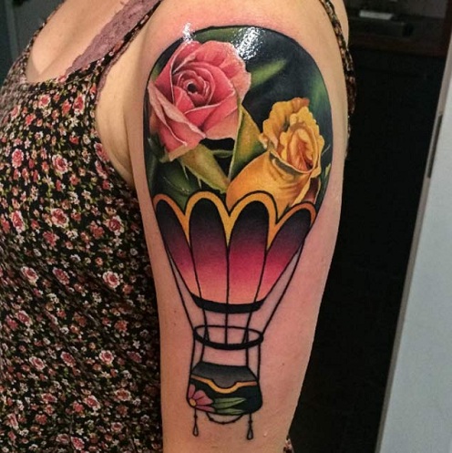 Outstanding Hot Air Balloon Tattoo Design