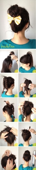 braided bun hairstyles - The Two Braided Look