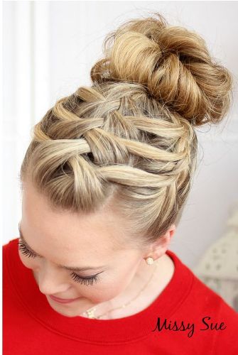 braided bun hairstyles - The Triple Braid