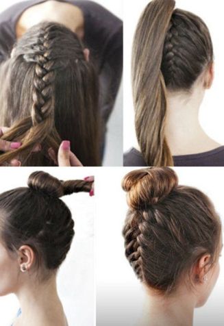 braided bun hairstyles - The Inverted Bun