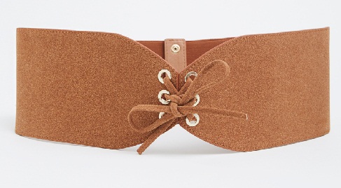 Brown Faux Cinch Wide Waist Belt