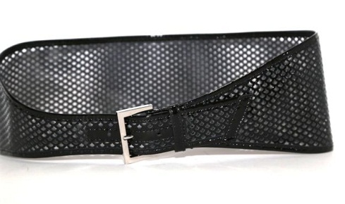 Perforated Black Leather Wide Belt