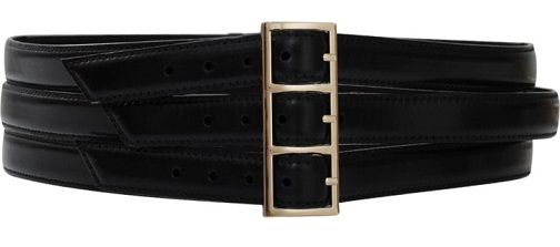 Triple Buckle Plain Black Wide Belt