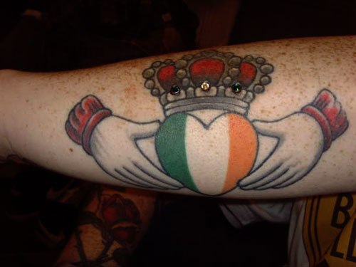 Irish flag Claddagh tattoo design