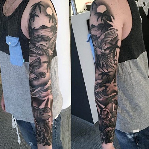 Shaded Palm Tree Tattoo