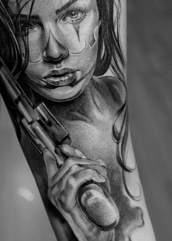 Black and White Portrait Tattoo