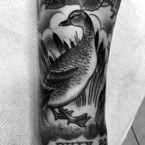 Black and White Duck Tattoo