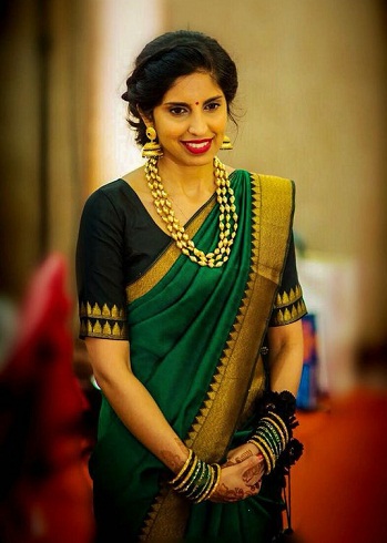 Best Designer Blouse For Green Silk Sarees