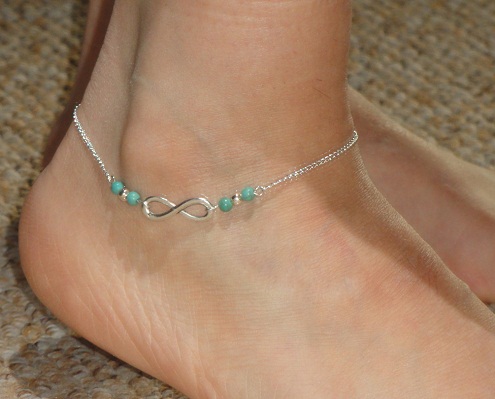 Turquoise infinity anklet