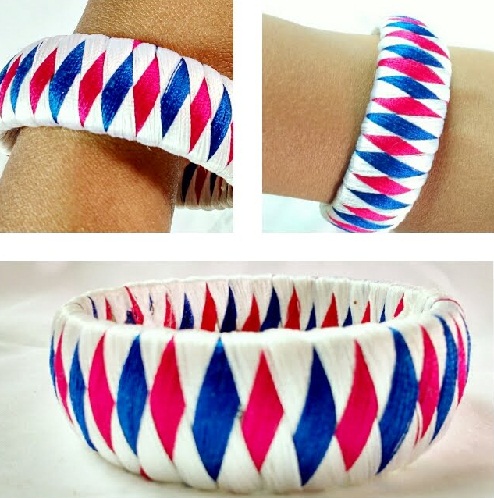 Tri-Color Silk Thread Bangle