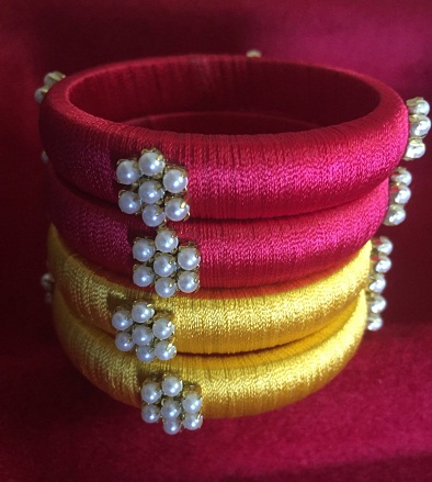 Silk Thread Bangles with Pearl