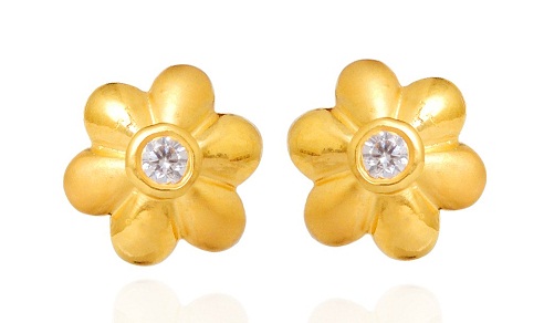 Flower Gold Earrings Design in 2gm