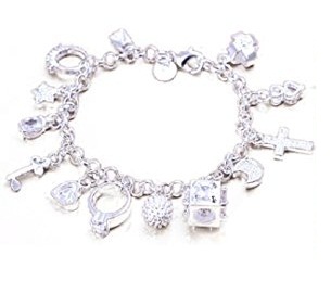 Chain Platinum bracelet with pendants for Women -11