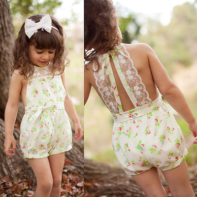 Lace Floral Kids Jumpsuit