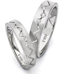 Zig zag Patterned Platinum Couple Ring