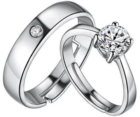 Plain Platinum Ring - Center Diamond Stone