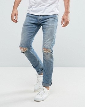 Knee Ripped Men Denim Jean