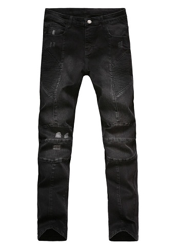 Bikers Faded Black Denim jeans for Men