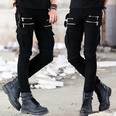 Biker Skinny Zipper Men Cargo Jean