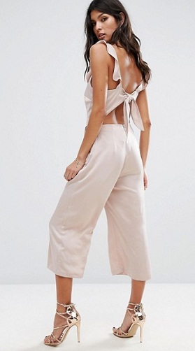 Ruffle bow backs Cropped Culotte Jumpsuit-3