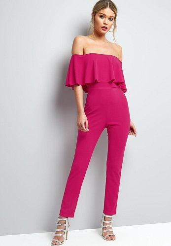 Pink Frill Bar dot Neck Culotte Jumpsuit2