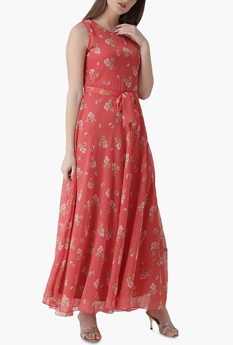 A Line Long Chiffon Dress