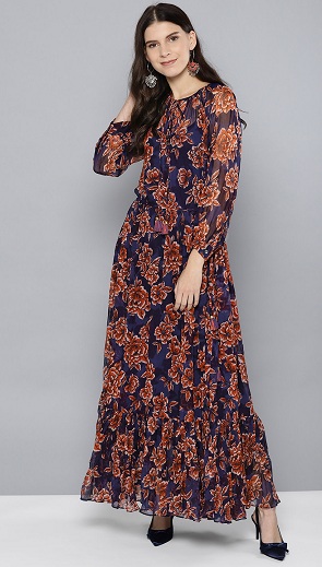 Designer Floral Chiffon Dress For Wedding