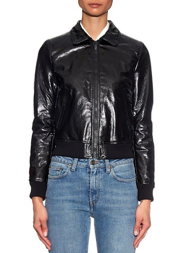 High-Shine Leather Aviator Jacket