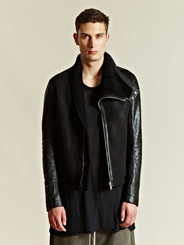 Rick Owens Men’s Calfskin plus Lamb Leather Mountain Jacket