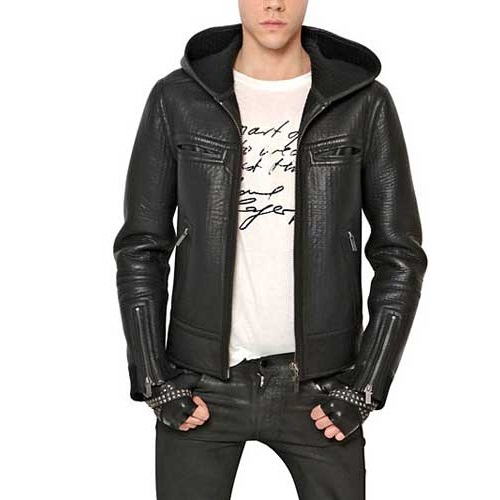 Karl Rigid Wool Knit & Leather Jacket