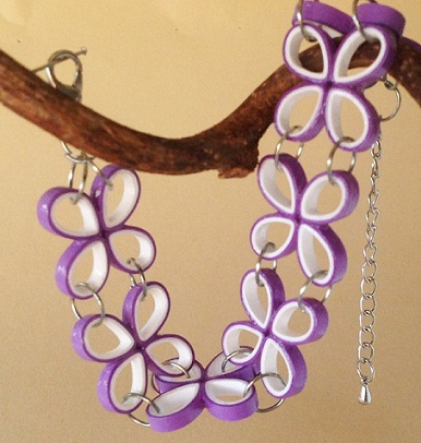 Floral design paper quilling bracelet