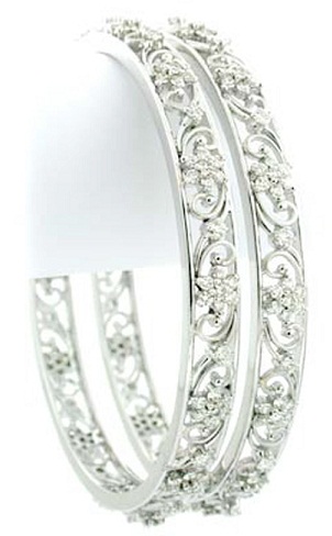 White Gold Bangles with Diamond Studded