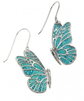 Closed view butterfly earrings