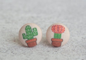 Fabric Button earrings