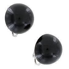 Black pearl button earrings