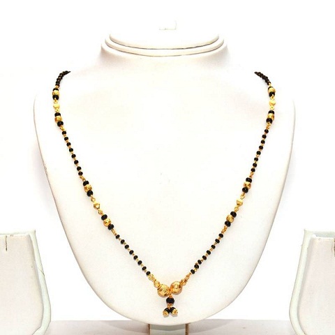 Black Bead Gold Necklace