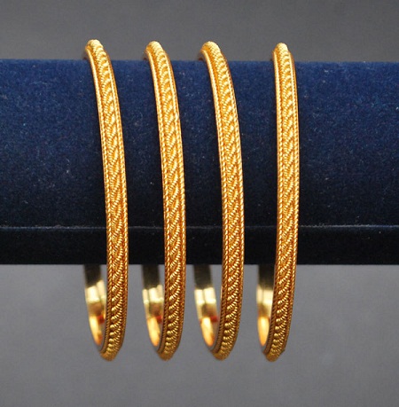 Rope Style Gold Bangles